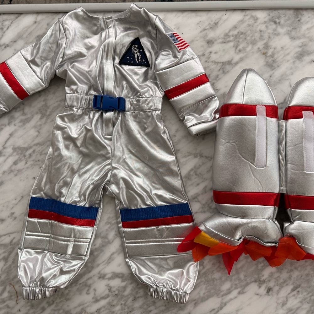 Pottery Barn Kids Silver Astronaut Costume with Rocket Pack